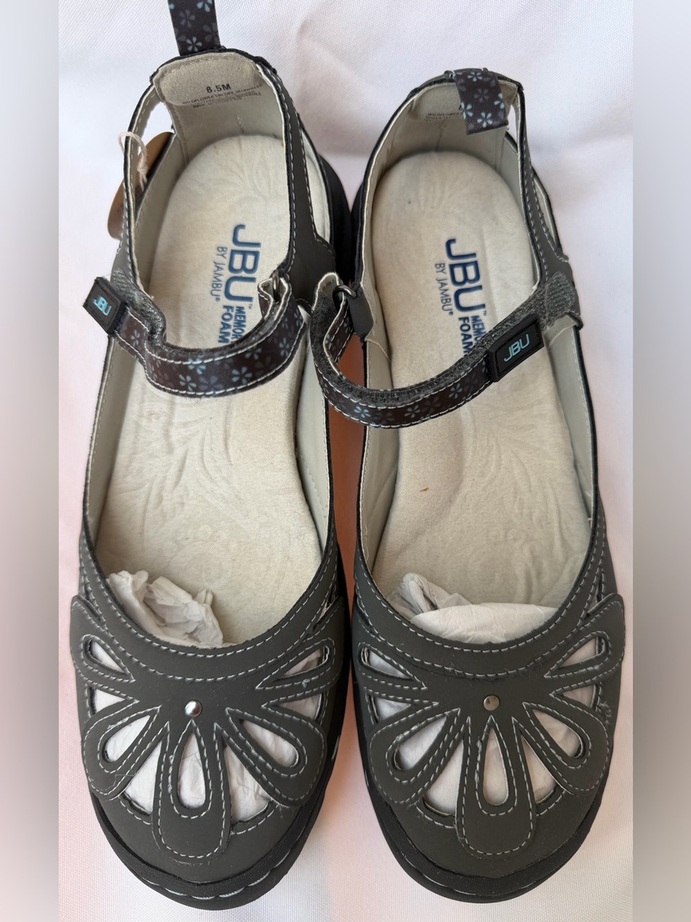 JBU by Jambu Gray Floral Cutout Mary Jane Shoes. Size- 8.5M